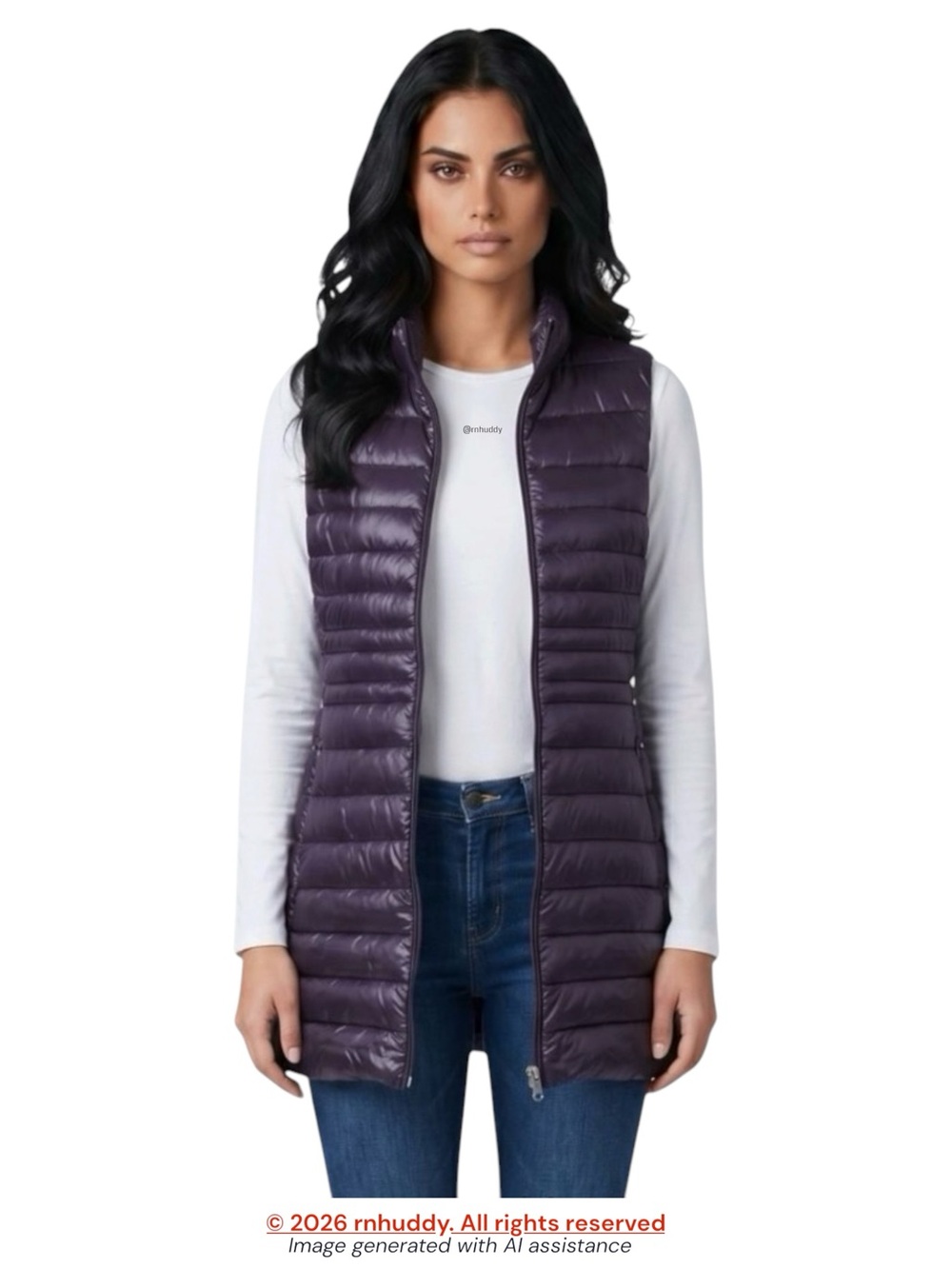 Lands End M purple Ultralight Long Down Vest